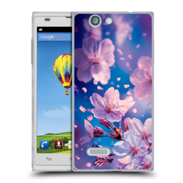 Пластиковый чехол на ZTE Blade L2 с принтом цветы бабочки