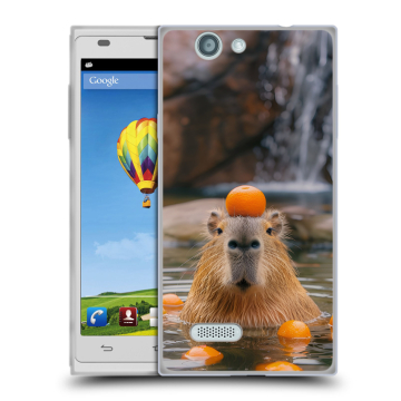 Пластиковый чехол на ZTE Blade L2 с принтом Капибара с апельсином