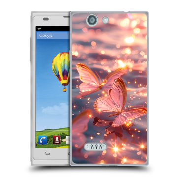 Пластиковый чехол на ZTE Blade L2 с принтом бабочки розовые