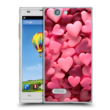 Пластиковый чехол на ZTE Blade L2 с принтом розовые сердечки