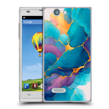 Пластиковый чехол на ZTE Blade L2 с принтом Мрамор блестки