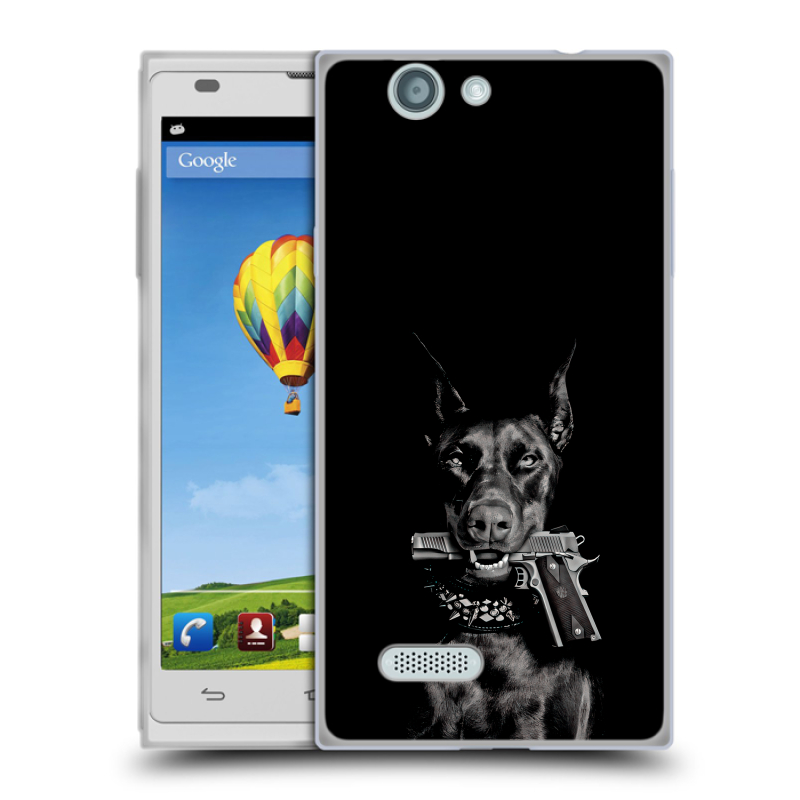 Пластиковый чехол на ZTE Blade L2 с принтом Доберман и пистолет Пластиковый чехол на ZTE Blade L2 с принтом Доберман и пистолет