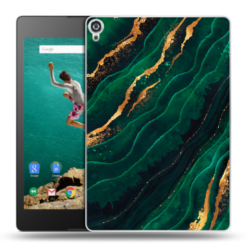 Пластиковый чехол на планшета Google Nexus 9 с принтом Мрамор зеленое золото