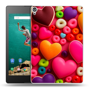 Пластиковый чехол на планшета Google Nexus 9 с принтом Сердечки