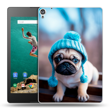 Пластиковый чехол на Google Nexus 9 с принтом Мопс в шапке