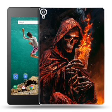 Пластиковый чехол на Google Nexus 9 с принтом Скелет и карты Пластиковый чехол на Google Nexus 9 с принтом Скелет и карты
