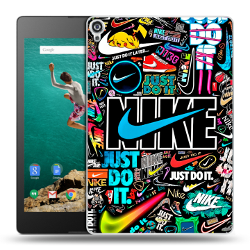 Пластиковый чехол на Google Nexus 9 с принтом найк nike черный Пластиковый чехол на Google Nexus 9 с принтом найк nike черный