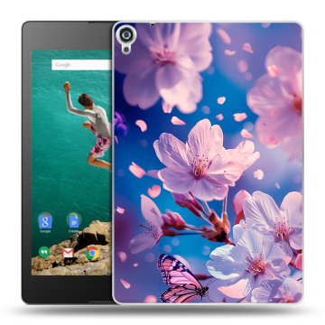 Пластиковый чехол на Google Nexus 9 с принтом цветы бабочки Пластиковый чехол на Google Nexus 9 с принтом цветы бабочки