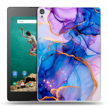 Пластиковый чехол на Google Nexus 9 с принтом синий мрамор