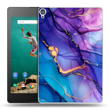 Пластиковый чехол на Google Nexus 9 с принтом синий мрамор