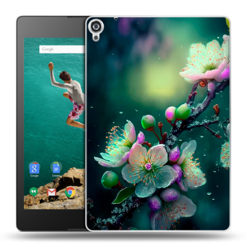 Пластиковый чехол на Google Nexus 9 с принтом Цветы и мрамор Пластиковый чехол на Google Nexus 9 с принтом Цветы и мрамор