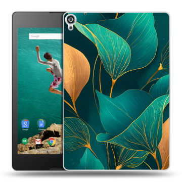 Пластиковый чехол на Google Nexus 9 с принтом Листья и золото