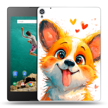 Пластиковый чехол на Google Nexus 9 с принтом корги Пластиковый чехол на Google Nexus 9 с принтом корги