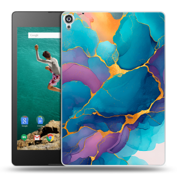 Пластиковый чехол на Google Nexus 9 с принтом Мрамор блестки