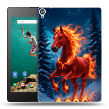 Пластиковый чехол на Google Nexus 9 с принтом Новый год коня