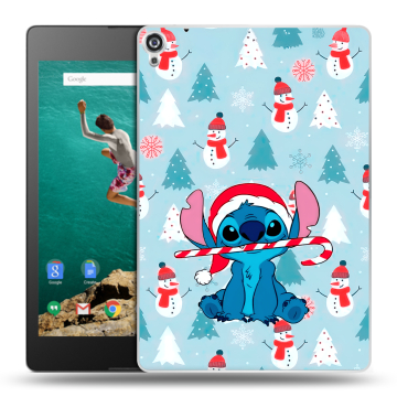 Пластиковый чехол на Google Nexus 9 с принтом Стич Новый год
