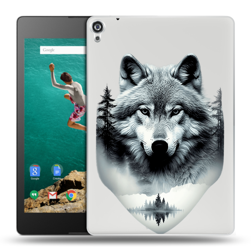 Пластиковый чехол на Google Nexus 9 с принтом Волк в лесу Пластиковый чехол на Google Nexus 9 с принтом Волк в лесу