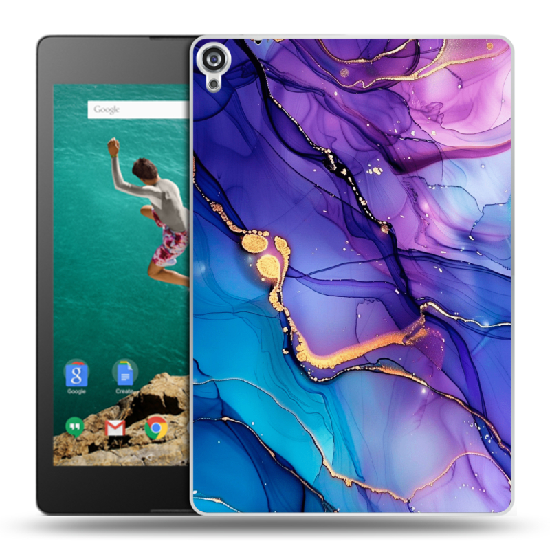 Пластиковый чехол на Google Nexus 9 с принтом синий мрамор Пластиковый чехол на Google Nexus 9 с принтом синий мрамор