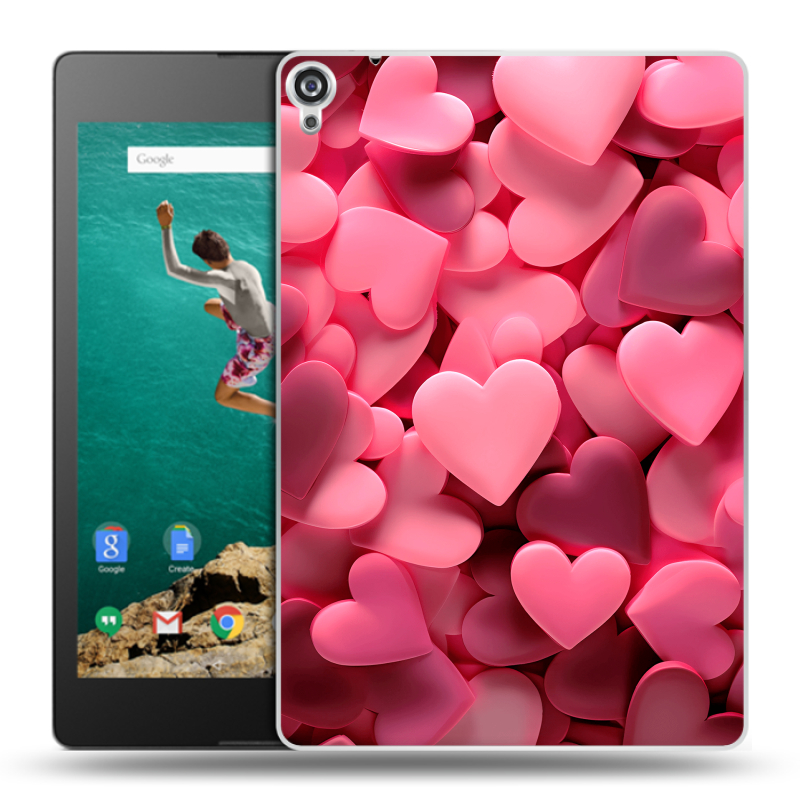 Пластиковый чехол на Google Nexus 9 с принтом розовые сердечки Пластиковый чехол на Google Nexus 9 с принтом розовые сердечки