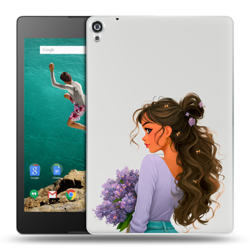 Пластиковый чехол на Google Nexus 9 с принтом девушка цветы Пластиковый чехол на Google Nexus 9 с принтом девушка цветы