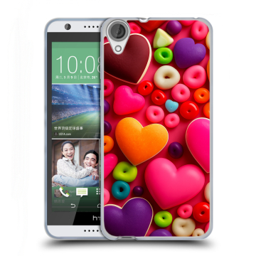 Силиконовый чехол на HTC Desire 820 с принтом Сердечки