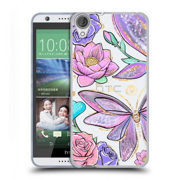 Силиконовый чехол на HTC Desire 820 с принтом Бабочки и цветы