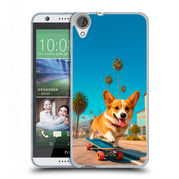 Силиконовый чехол на HTC Desire 820 с принтом Корги на скейте