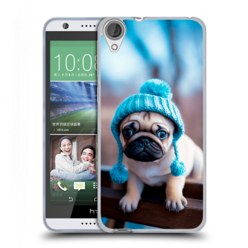 Силиконовый чехол на HTC Desire 820 с принтом Мопс в шапке