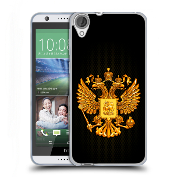 Силиконовый чехол на HTC Desire 820 с принтом Герб России желтый