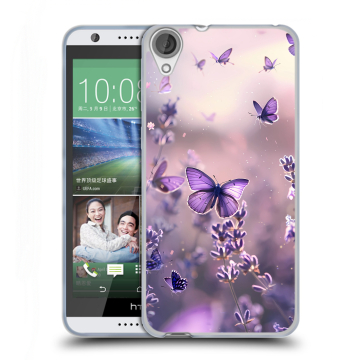 Силиконовый чехол на HTC Desire 820 с принтом бабочки и лаванда