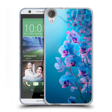 Силиконовый чехол на HTC Desire 820 с принтом голубые орхидеи