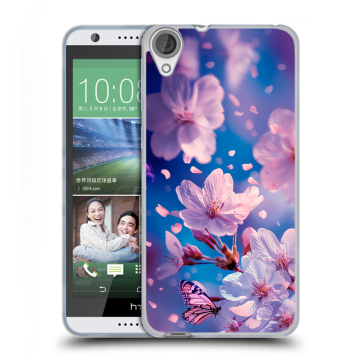 Силиконовый чехол на HTC Desire 820 с принтом цветы бабочки