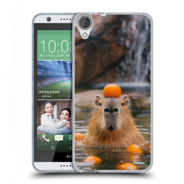 Силиконовый чехол на HTC Desire 820 с принтом Капибара с апельсином