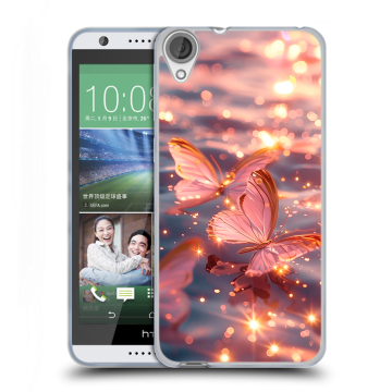 Силиконовый чехол на HTC Desire 820 с принтом бабочки розовые