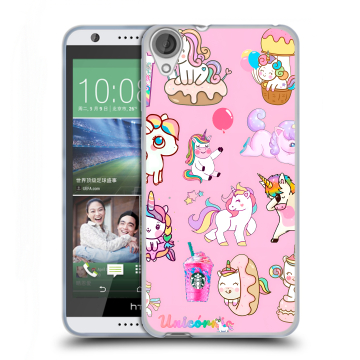 Силиконовый чехол на HTC Desire 820 с принтом розовые единороги
