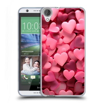 Силиконовый чехол на HTC Desire 820 с принтом розовые сердечки