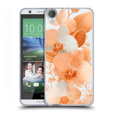 Силиконовый чехол на HTC Desire 820 с принтом Бежевые цветы Силиконовый чехол на HTC Desire 820 с принтом Бежевые цветы