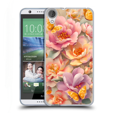 Силиконовый чехол на HTC Desire 820 с принтом Цветы и бабочки Силиконовый чехол на HTC Desire 820 с принтом Цветы и бабочки