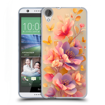 Силиконовый чехол на HTC Desire 820 с принтом Цветы и бабочки Силиконовый чехол на HTC Desire 820 с принтом Цветы и бабочки