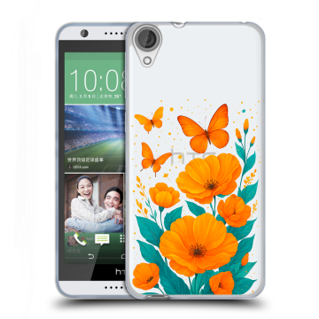 Силиконовый чехол на HTC Desire 820 с принтом цветы бабочки Силиконовый чехол на HTC Desire 820 с принтом цветы бабочки