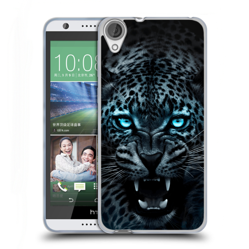 Силиконовый чехол на HTC Desire 820 с принтом Темный леопард