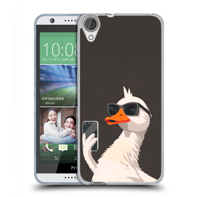 Силиконовый чехол на HTC Desire 820 с принтом утка в очках