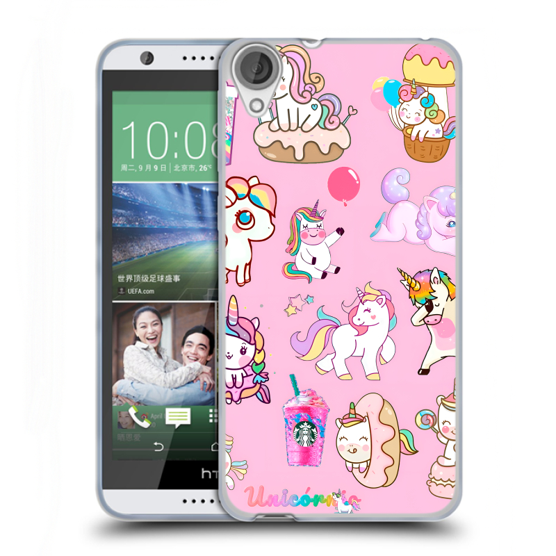 Силиконовый чехол на HTC Desire 820 с принтом розовые единороги Силиконовый чехол на HTC Desire 820 с принтом розовые единороги
