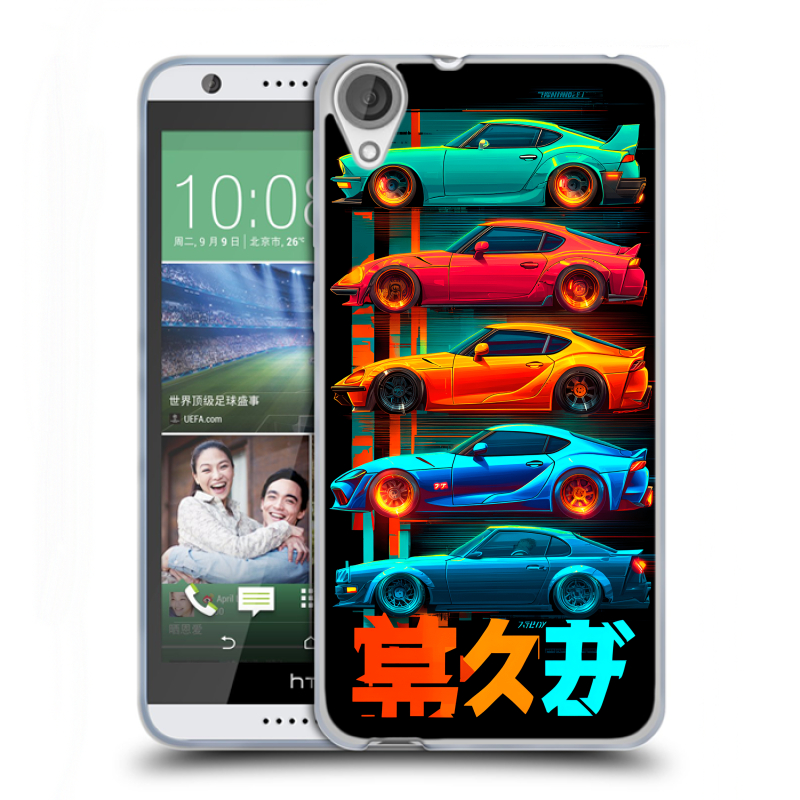 Силиконовый чехол на HTC Desire 820 с принтом машины тачки