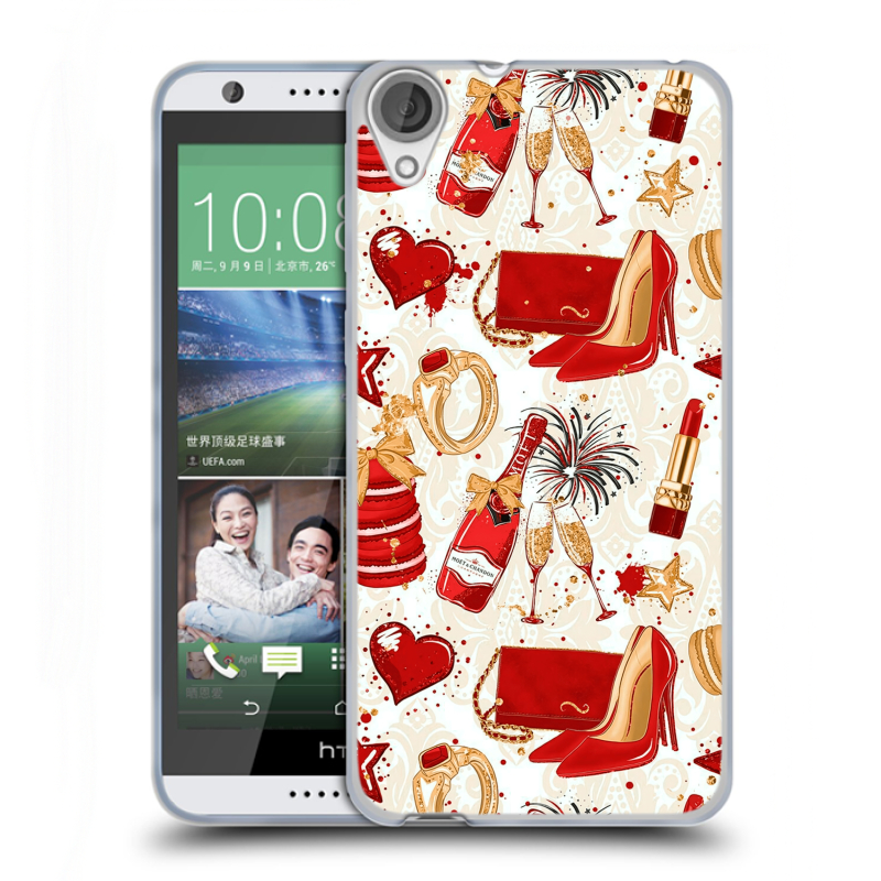 Силиконовый чехол на HTC Desire 820 с принтом Новый год