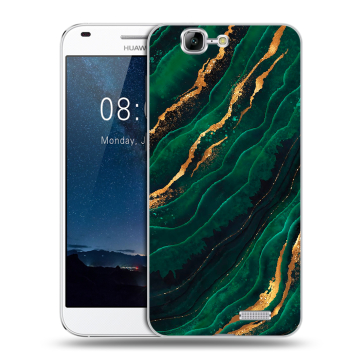 Силиконовый чехол на Huawei Ascend G7 с принтом Мрамор зеленое золото Силиконовый чехол на Huawei Ascend G7 с принтом Мрамор зеленое золото