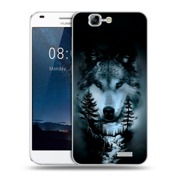 Силиконовый чехол на Huawei Ascend G7 с принтом Лесной волк Силиконовый чехол на Huawei Ascend G7 с принтом Лесной волк