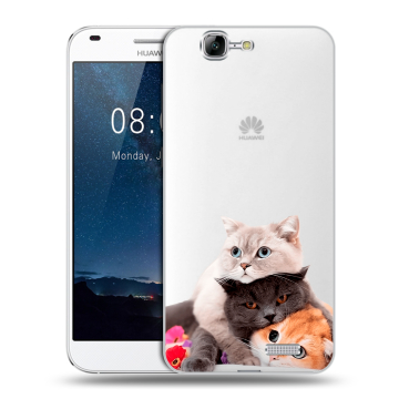 Силиконовый чехол на Huawei Ascend G7 с принтом Кошки Силиконовый чехол на Huawei Ascend G7 с принтом Кошки