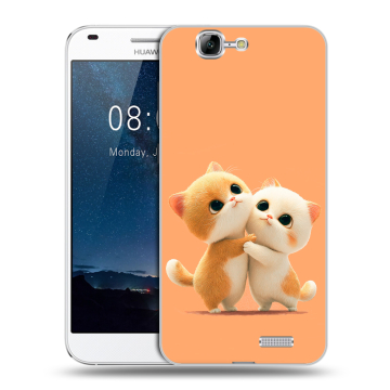 Силиконовый чехол на Huawei Ascend G7 с принтом Милые котики Силиконовый чехол на Huawei Ascend G7 с принтом Милые котики