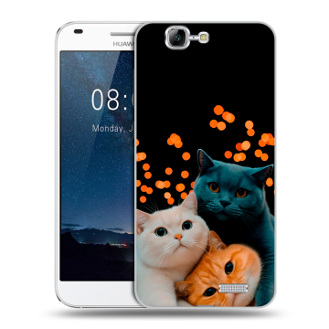 Силиконовый чехол на Huawei Ascend G7 с принтом Кошки Силиконовый чехол на Huawei Ascend G7 с принтом Кошки